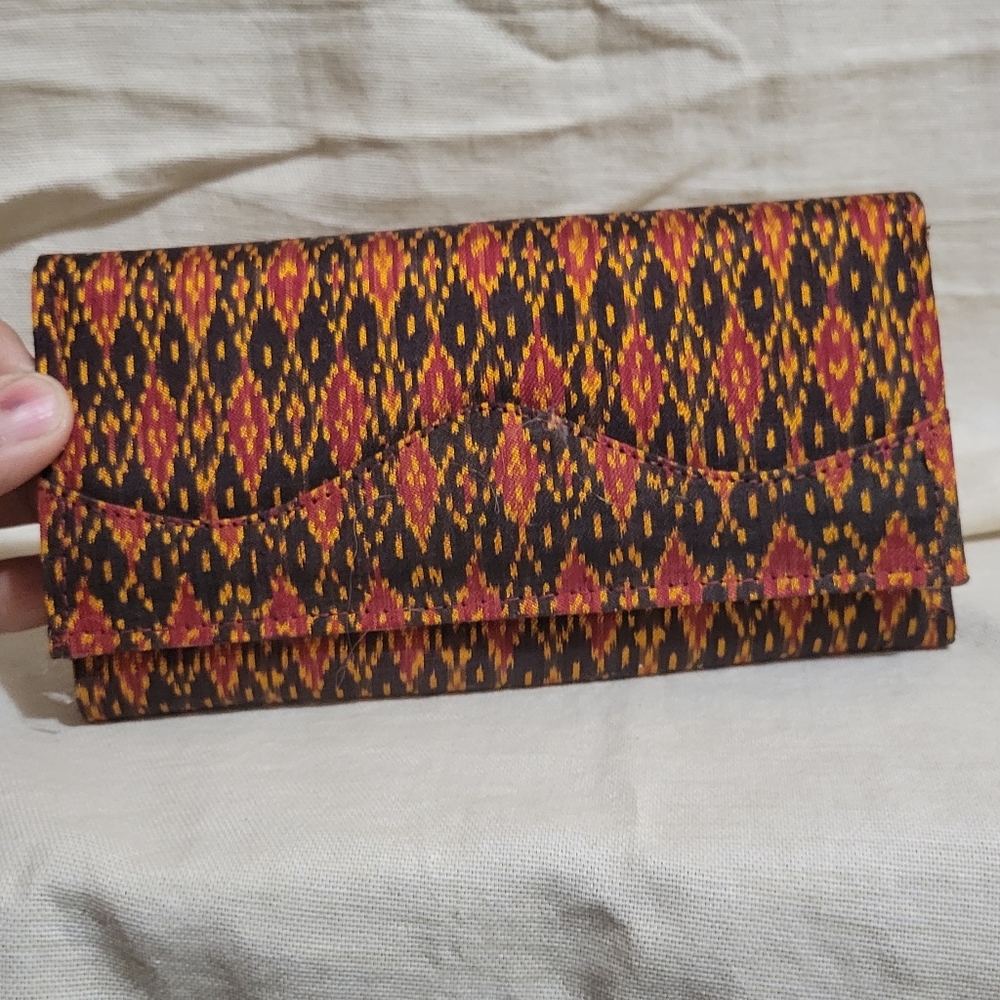 Vintage Cambodian Handmade Silk Fabric 3/Chambers Wallet Nwot